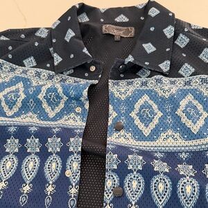 Kith Blue and Black Patterned Shirt Jacket and shorts